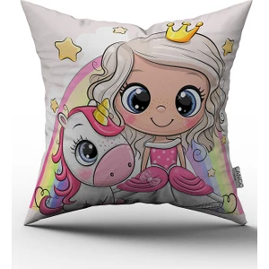 Cango Home Unicorn Prenses Yastık Kırlent Kılıfı