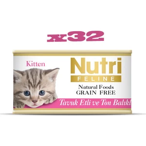 Nutri Feline Tavuk Etli & Ton Balıklı Yavru Yaş Kedi Maması 85 gr x 32 Adet