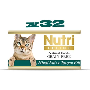 Nutri Feline Tahılsız Hindili & Tavşanlı Yaş Kedi Maması 85 gr x 32 Adet