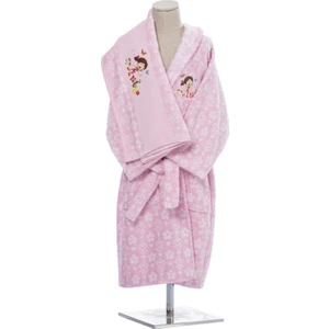Niloya Heart Lisanslı Havlu Bornoz Set Pembe 1/2 Yaş