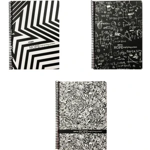 Hope Spiralli Defter 18,5 x 26 cm 80 Yaprak Kareli 3'lü