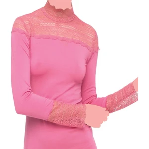 FSM1453 Kadın Modal Üzün Kollu Body Dantelli Bluz