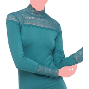 FSM1453 Kadın Modal Üzün Kollu Body Dantelli Bluz