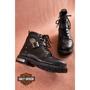 Harley Davidson Brake Buckle Black Deri Erkek Bot