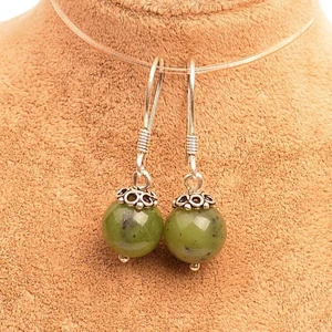 Taş Sandığı Yeşim Taşı Gümüş Küpe