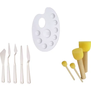 Rich 3'lü Set, Spatula,palet ve Ponpon Fırça