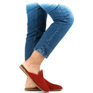 Süet Deri Kırmızı Kadın Gaziantep Yemeni Terlik