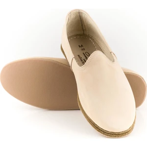 Nubuk Deri Bej Kadın Klasik Gaziantep Yemeni