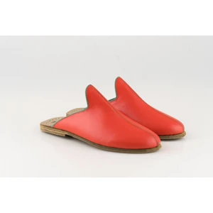 Deri Kırmızı & Yeşil Biyeli Kadın Yemeni Terlik