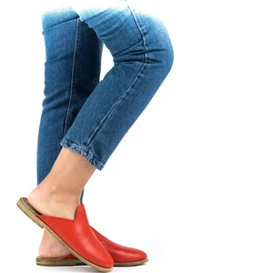 Deri Kırmızı Kadın Gaziantep Yemeni Terlik