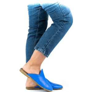 Deri Mavi Kadın Gaziantep Yemeni Terlik