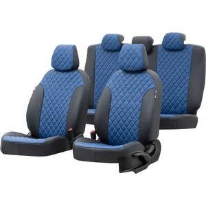 Citroen Berlingo 2008-2018 Özel Üretim Koltuk Kılıfı Madrid Design Deri Mavi - Siyah
