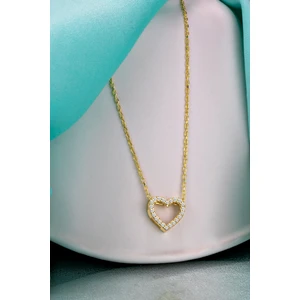 Gümüş Kalp Temalı Altın Kaplama Kolye