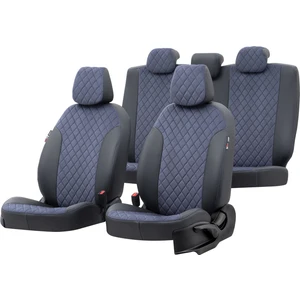 Honda Civic 2012-2016 Özel Üretim Koltuk Kılıfı Madrid Design Tay Tüyü Mavi - Siyah
