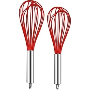 Fame Kitchen Küçük - Büyük Boy Çift Silikon Çırpıcı Seti Kırmızı