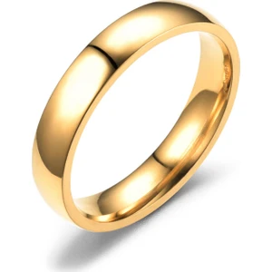 4 mm Söz Nişan Sarı Unisex Çelik Yüzük