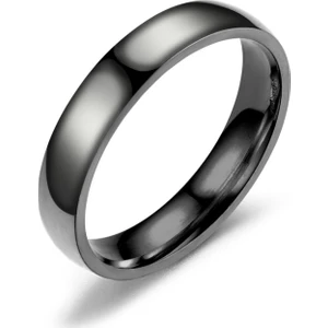 4 mm Söz Nişan Siyah Unisex Çelik Yüzük