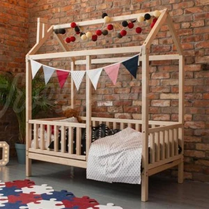 Tomurcuk Montessori Çocuk Yatak Ahşap Karyola Bebek Beşik