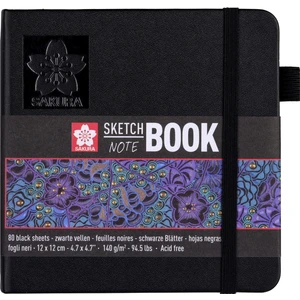 Sketchbook Sert Kapak Eskiz Çizim Defteri Siyah Yaprak 140 gr 80 Yaprak 12 x 12 cm