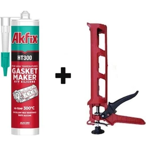 Ht 300 Yüksek Isıya Dayanıklı Silikon Kırmızı 300°C 310 ml + Silikon Tabancası