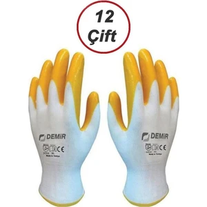 Safety Nitril Inşaat Tarım Montaj Iş Usta Eldiveni (12 Çift) 10 Numara