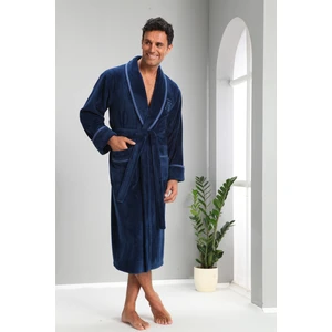 Ns Nakış Şeritli Bambu Cotton Erkek Bornozu