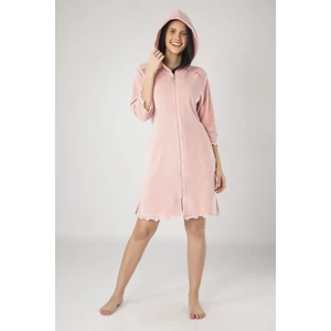 Dantelli Fermuarlı Cotton Bornoz