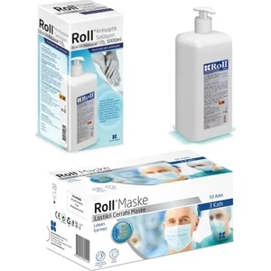 El ve Cilt Dezenfektanı 1 Lt+Roll Sprey+50 Adet Roll Maske