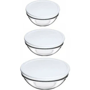 Chef's 3 Lü Cam Saklama Kabı Beyaz Kapaklı 97314