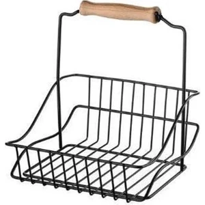 Retro Ferforje  Ahşap Saplı Metal Sepet