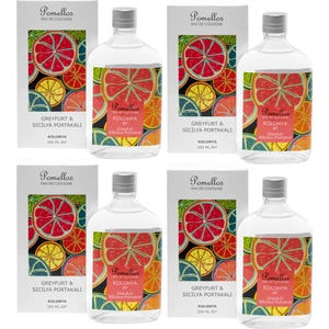 Kolonya Greyfurt & Sicilya Portakalı 4 Adet (4X250 Ml, 80 Derece, Cam Şişe)