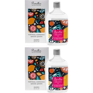 Kolonya Portakal Karnavalı & Akide Şekeri  2 Adet (2X250 Ml, 80 Derece. Cam Şişe)