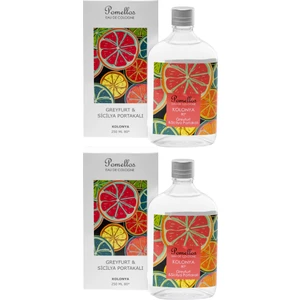 Kolonya Greyfurt & Sicilya Portakalı  2 Adet (2X250 Ml, 80 Derece, Cam Şişe)