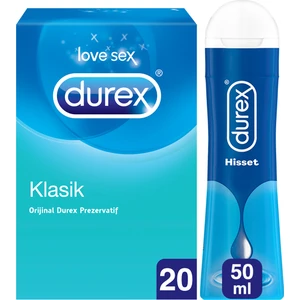 Klasik Prezervatif, 20'li Avantaj Paketi + Durex Play  Hisset Jel 50ML