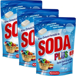 Soda Plus Optik Etkili El ve Matik Çamaşır Sodası 500 ml 3'lü