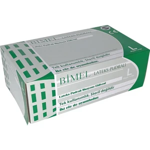 ELDİVEN BİMEL PUDRALI LATEX BÜYÜK BOY BEYAZ ELDİVEN 1 PAKET