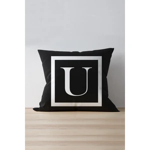 Cango Home  Harfli Kırlent Yastık Kılıfı - U Harfi - 43X43 cm