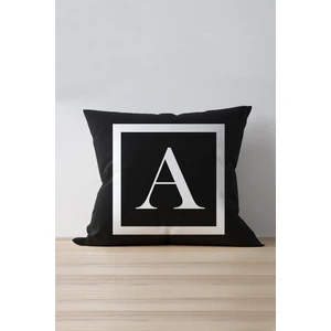 Cango Home  Harfli Kırlent Yastık Kılıfı - A Harfi - 43X43 cm