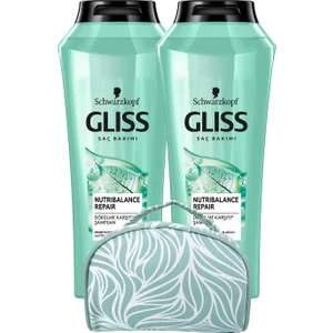 Schwarzkopf  Nutrıbalance Şampuan 500 ml X2 Adet + Makyaj Çantası 2