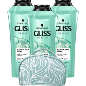 Schwarzkopf  Nutrıbalance Şampuan 360 ml X3 Adet + Makyaj Çantası 2