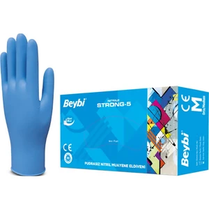 Medium Strong - 5 Pudrasiz Mavi Nitril Eldiven