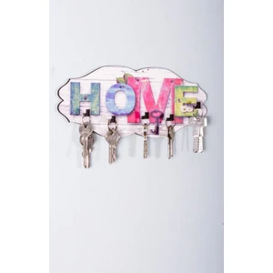Dekoratif Şık Tasarımlı Renkli Home Yazılı Anahtar Askısı Ahşap Anahtarlık Dekor