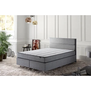 Niron Silver Yatak Baza Başlık Seti 90X190 Tek Kişilik Yatak Gri Keten Baza ve Başlık