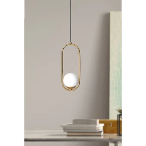 Zenga Tekli Sarı Metal Gövde Beyaz Camlı Tasarım Lüx Sarkıt Avize