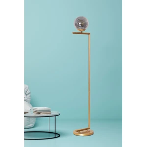 Casa Sarı Metal Gövde Füme Camlı Tasarım Lüx Yerden Aydınlatma Lambader