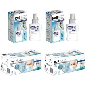 Solüsyon Spreyi El ve Cilt Dezenfektanı 100 ml (2  Adet) + 50 Adet Roll Maske (2 Paket)
