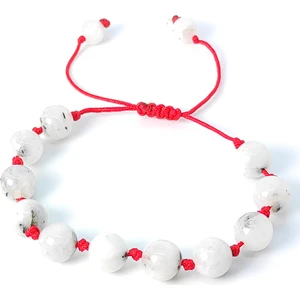 Taş Rüyası Aytaşı Örme Bileklik (Kırmızı Ipli) 8 mm