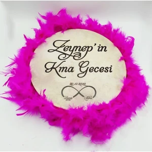 İsim Baskılı Orta Boy Koyu Pembe Tüylü Deri Tef