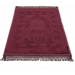 Lüks Kadife Peluş Seccade Bordo