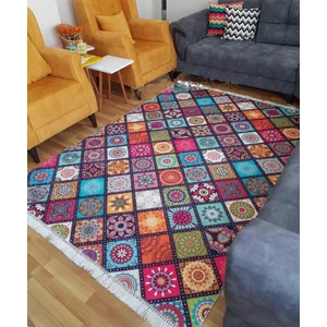 STY Home Çini Kaymaz Tabanlı Yıkanabilir Halı Kilim Yolluk